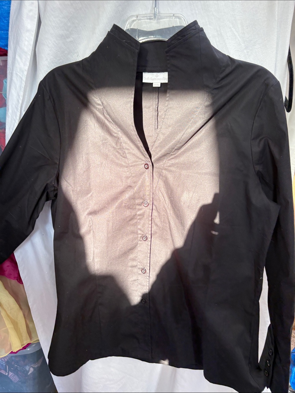 Soft Surroundings Black Button-Front Women's Jacket with Stand Collar